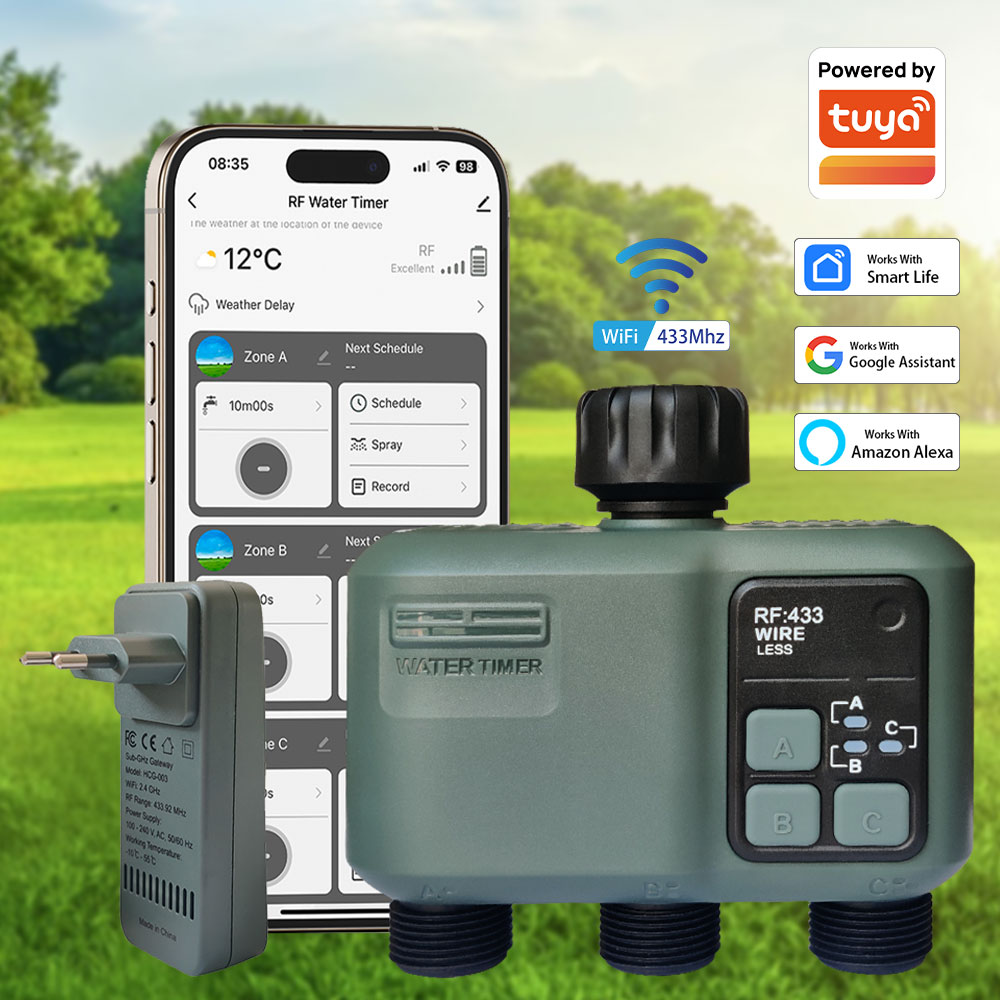 Tuya Wifi+RF433 3-outlet Water - đánh giá và giá Smart Garden Kit